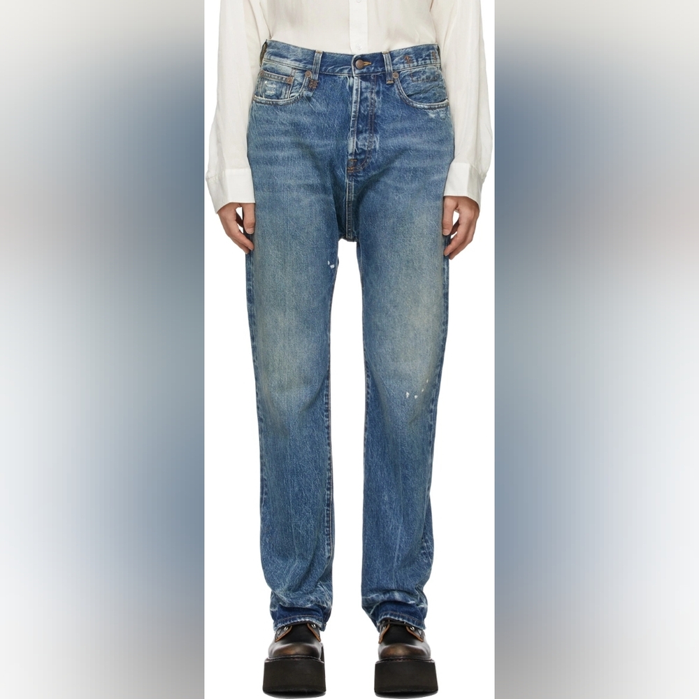 Nwt R13 Izzy Drop In Jasper Color With Let Down Hem Stylish Blue Women's Jeans - Picture 9 of 13